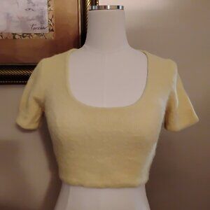 Zara -M- wool polyesters crop top light yellow